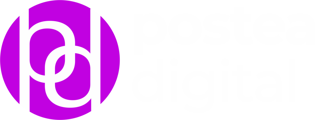 logo de postea con letras blancas